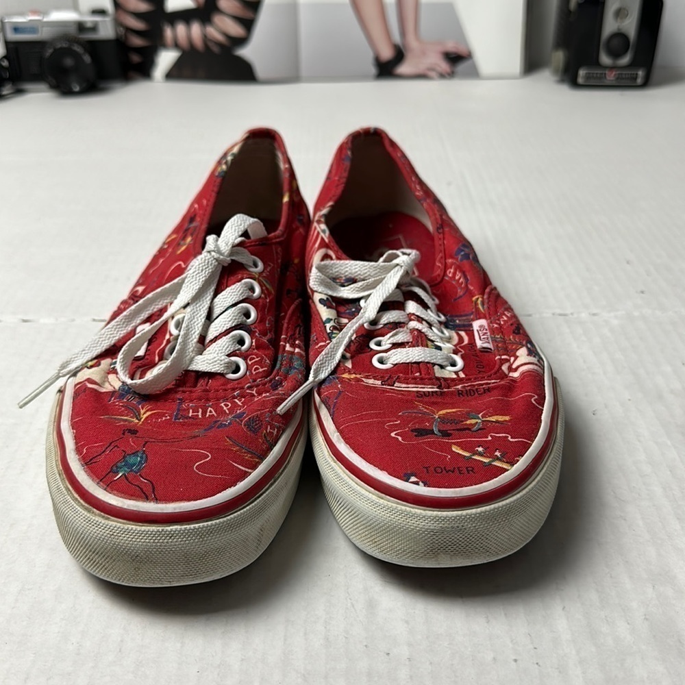Y2K Vans Hawaii Print Sneakers | Red Island Surf Skate Shoes 9/10.5